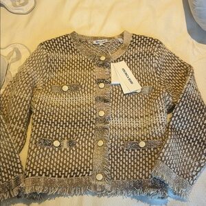 Veronica Beard Sariyah Woven Knit Jacket in tan